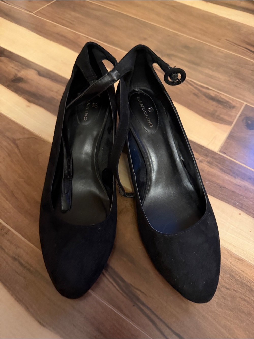 Bandolino Black Suede Ankle-Strap Pumps